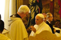 Pope Francis and Prior General at an audience during the 2019 General Chapter