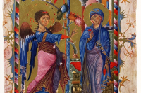 Annunciation from 13th century Armenian Gospel. Miniatures Armeniennes, Ayastan, Erevan 1967
