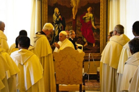 Pope Francis and Prior General at an audience during the 2019 General Chapter